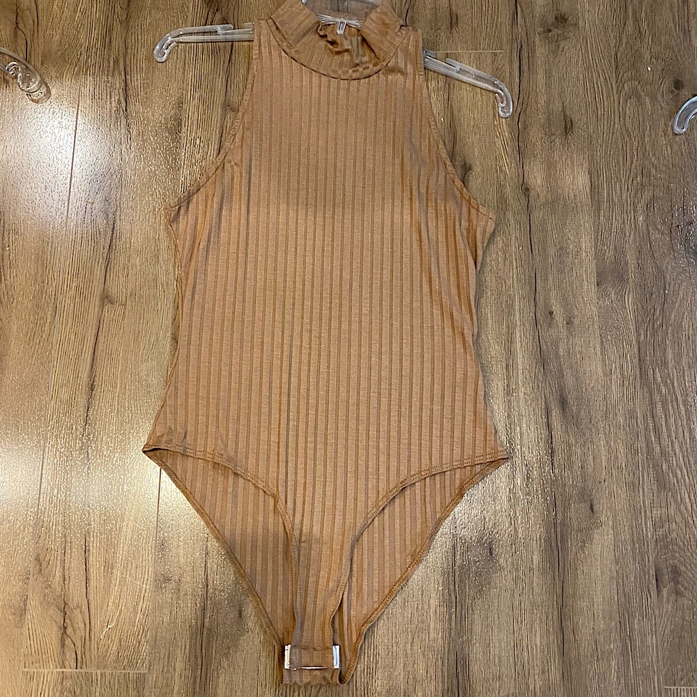 Nude mock neck bodysuit